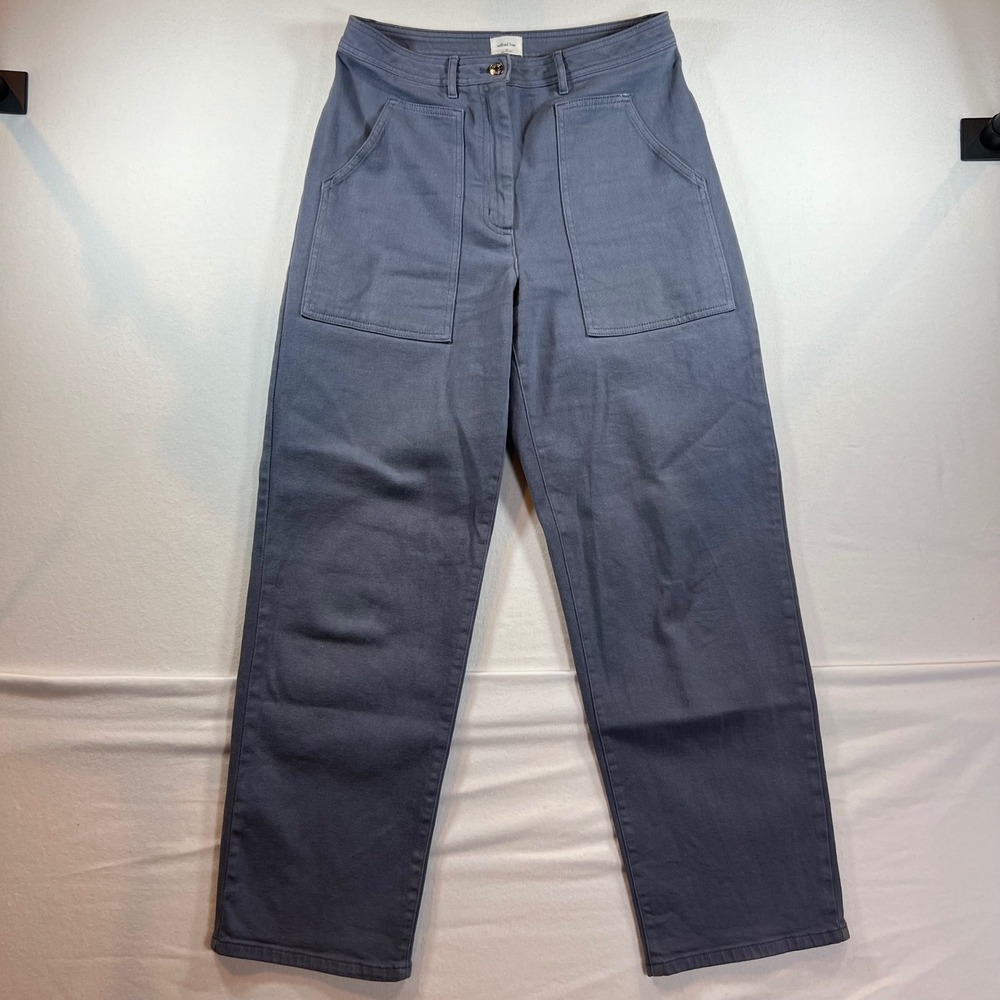 Wilfred Free Aritzia Modern Utility Pants Blue Gray High Rise Straight Leg 10